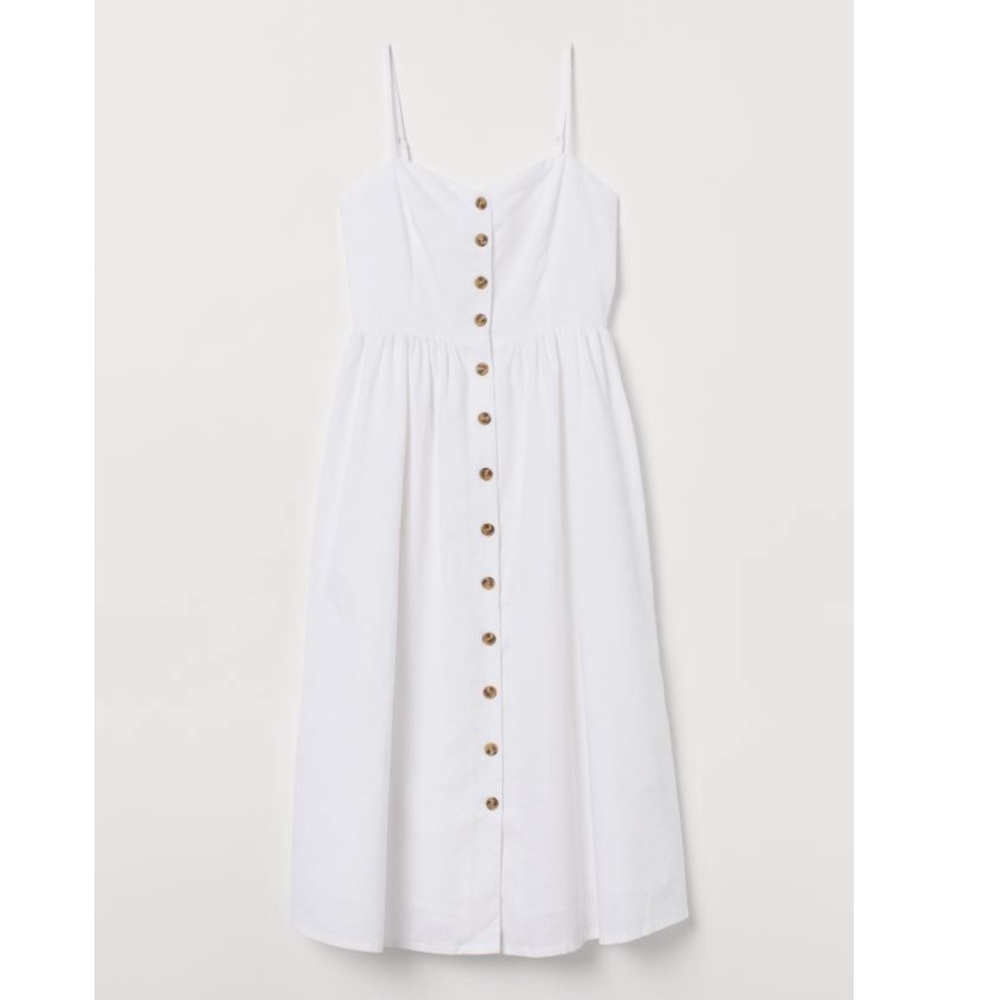 NWOT H&M linen line white button down dress